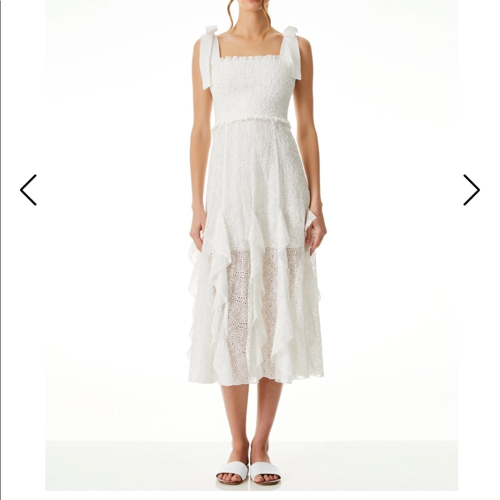 Alice + Olivia Jocelyn Eyelet Cotton Midi-Dress - Size 4